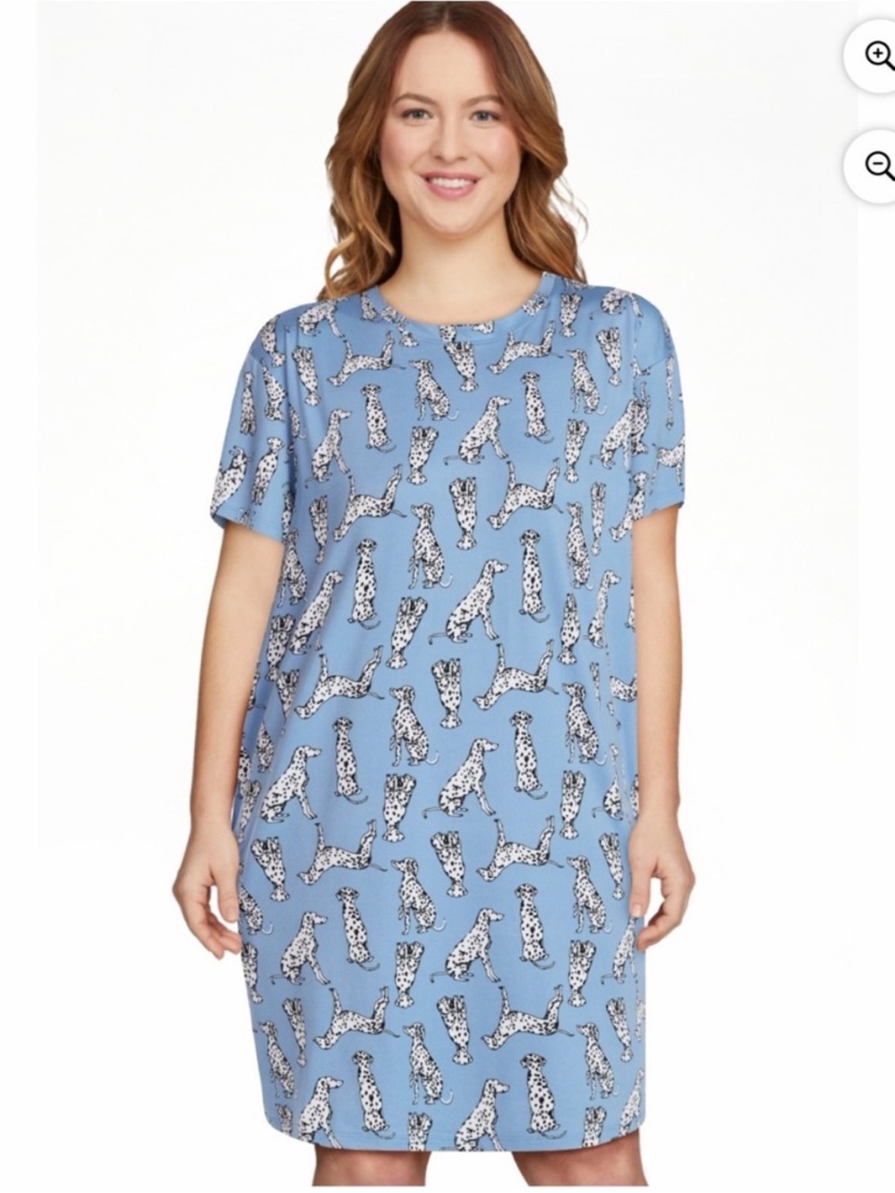 NWT! Joyspun Dreamy Soft Collection Short Sleeve Dalmatian Sleepshirt, Sz L-XL